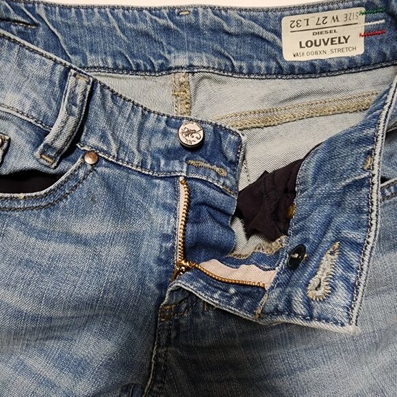 Diesel Light Wash Stretch Denim Low Rise Louvely Bootcut Jeans - Picture 5 of 8